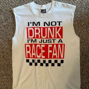 White Sleeveless Graphic Tee, sz mens Lg